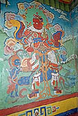 Ladakh - Mulbekh gompa, mural painting of the Guardians of the Four Directions